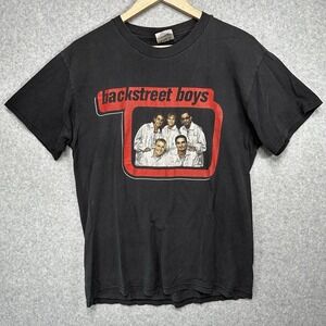 Vintage Backstreet Boys‎ 1998 Tour T-Shirt Adult Medium Black Faded Worn
